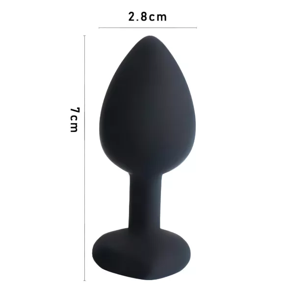 Sunfo - Silikon Analplug mit rotem Herzstein (schwarz)