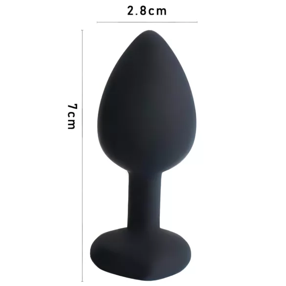 Sunfo - Silikon Analplug mit rotem Herzstein (schwarz)