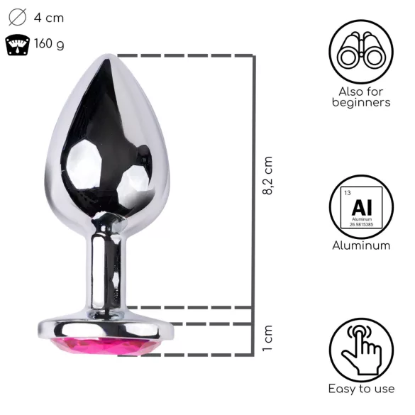 Desirel Pink Jewel L - Analplug (Silber-Rosa)