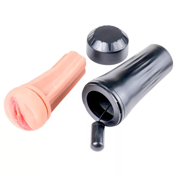 Desirel True Touch - realistische vibrierende Liebesvagina (natur-schwarz)
