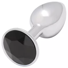 Sunfo - Metall Analplug mit schwarzem Stein (Silber)