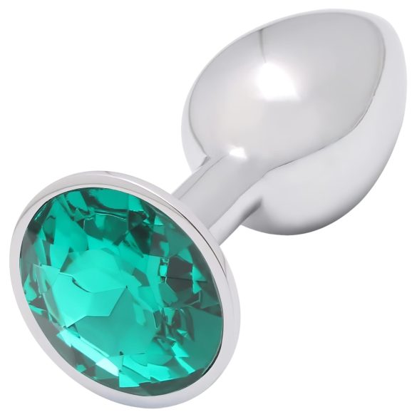 Sunfo - Metall Analplug mit grünem Edelstein (silber)