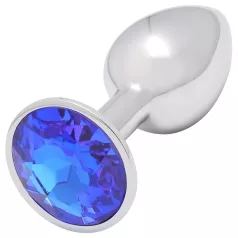 Sunfo - Metall Analplug mit blauem Edelstein (Silber)