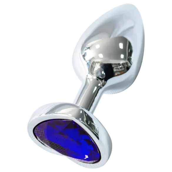 Sunfo - Metall Analplug mit herzförmigem dunkelviolettem Stein (silber)