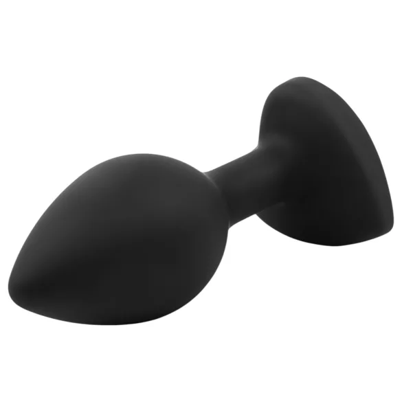 Sunfo - Silikon Anal Plug Herzform mit grünem Stein (schwarz)
