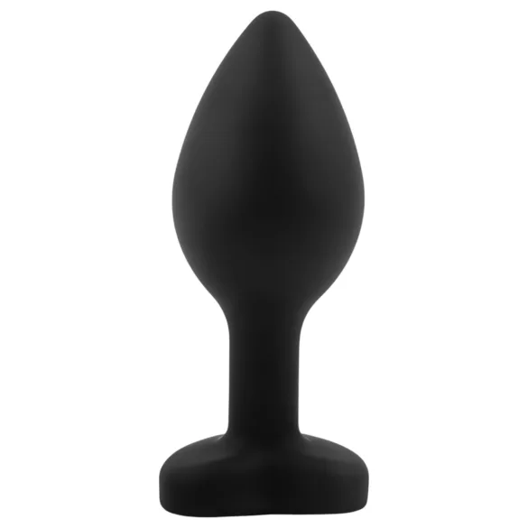 Sunfo - Silikon Anal Plug Herzform mit grünem Stein (schwarz)