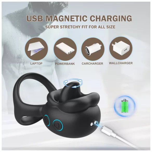 Biu-Biu - Penisring und klitorale Vibratorlecker (schwarz)