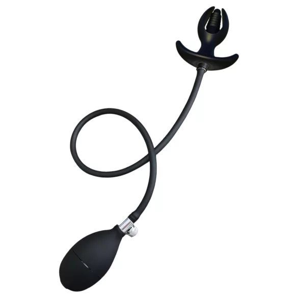 Kangvo - magnetischer, aufblasbarer gerippter Analplug (schwarz)