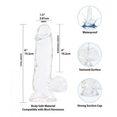   Addiction Crystal - Standfuß, Hoden Dildo (transparent) - 15cm