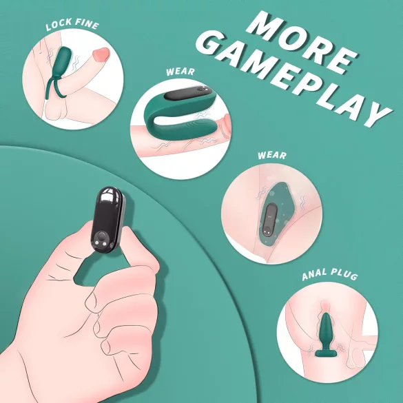 Sex HD - Akku, Fernbedienung, 4-teiliges Vibrator-Set (Grün)