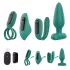 Sex HD - Akku, Fernbedienung, 4-teiliges Vibrator-Set (Grün)