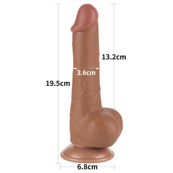 Lovetoy Sliding-Skin - Doppelschicht-Dildo mit Hoden - 19,5cm (natur)