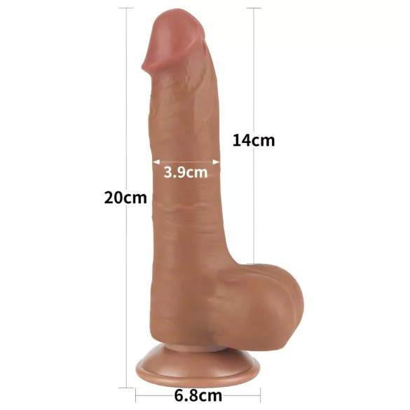 Lovetoy Sliding-Skin - zweischichtiges Hoden-Dildo - 20,8cm (dunkel natürlich)