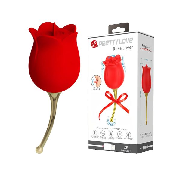 Pretty Love Rose Lover - 2in1 Zungen-Vibrator (rot)
