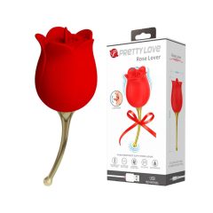   Pretty Love Rose Lover - wiederaufladbarer, zungenartiger 2in1 Klitorisvibrator (rot)