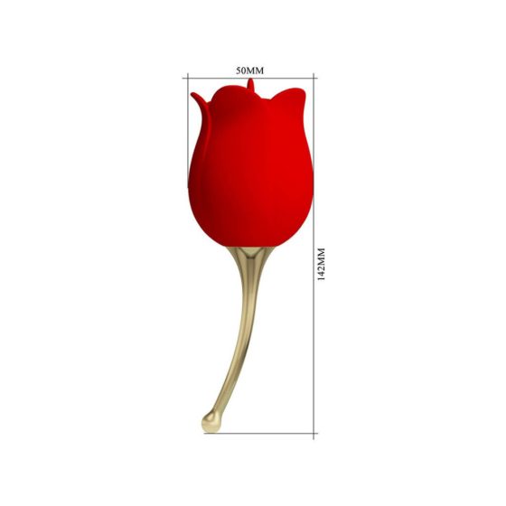 Pretty Love Rose Lover - wiederaufladbarer, zungenartiger 2in1 Klitorisvibrator (rot)