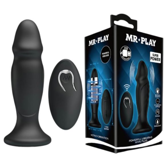 MR. PLAY - Akku Analdildo mit Fernbedienung (Schwarz)