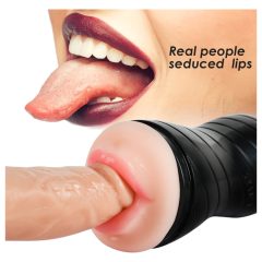   Vibeconnect - lebensechter Mund und Vagina Masturbator (Natur-Schwarz)