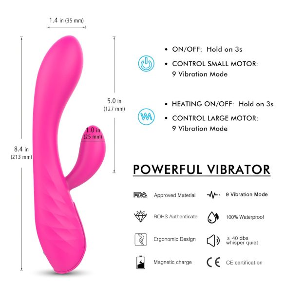 Sex HD Muses - Akku, wasserdichter Heizvibrator (pink)