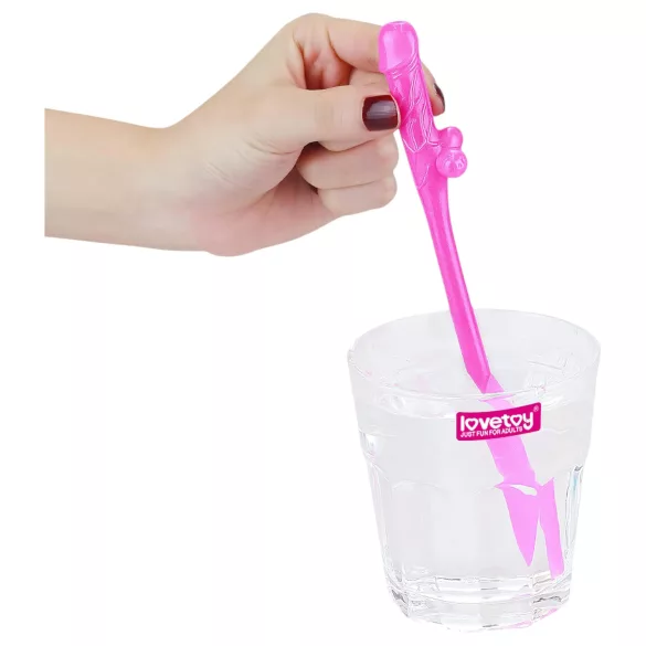 Lovetoy - Realistischer Penis-Trinkhalm (Pink-Blau-Lila)