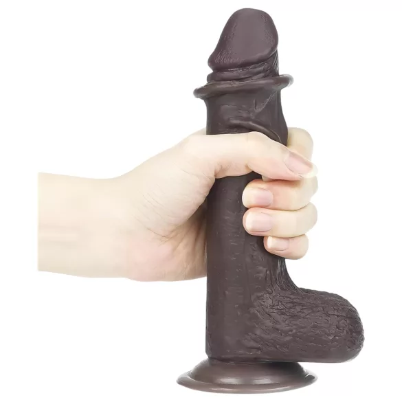 Lovetoy Sliding-Skin - zweischichtiger Dildo - 18cm (braun)