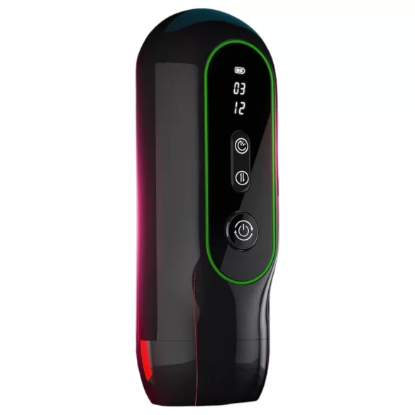 Leopard - vibrierender Masturbator mit Auf-Ab Bewegung (schwarz)