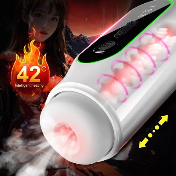 Leopard - vibrierender Masturbator mit Auf-Ab Bewegung (schwarz)