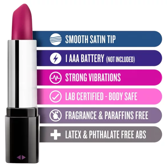Blush Lipstick Rosé - wasserdichter Vibrator in Lippenstiftform (schwarz-pink)