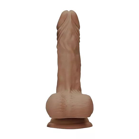RealRock Dong 7 - Lebensechter Dunkel-Natur Dildo mit Hoden (17cm)