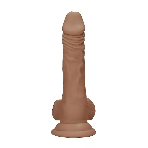 RealRock Dong 7 - Lebensechter Dunkel-Natur Dildo mit Hoden (17cm)
