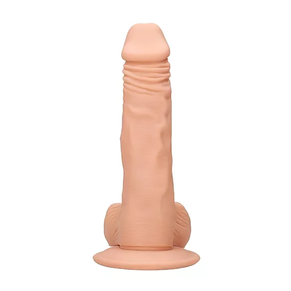 RealRock Dong 8 - naturgetreuer, realitätsnaher Dildo mit Hoden (20 cm) - hautfarben