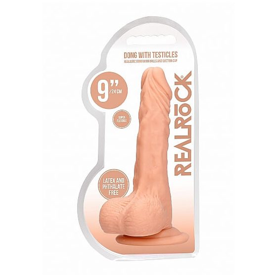 RealRock Dong 9 - realistischer Dildo mit Hoden (23cm) - Natur