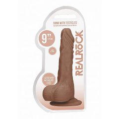  RealRock Dong 9 - realistischer Dildo mit Hoden (23cm) - dunkles Naturdesign