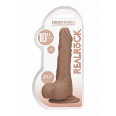  RealRock Dong 10 - realistischer, hodiger Dildo (25cm) - dunkel naturfarben