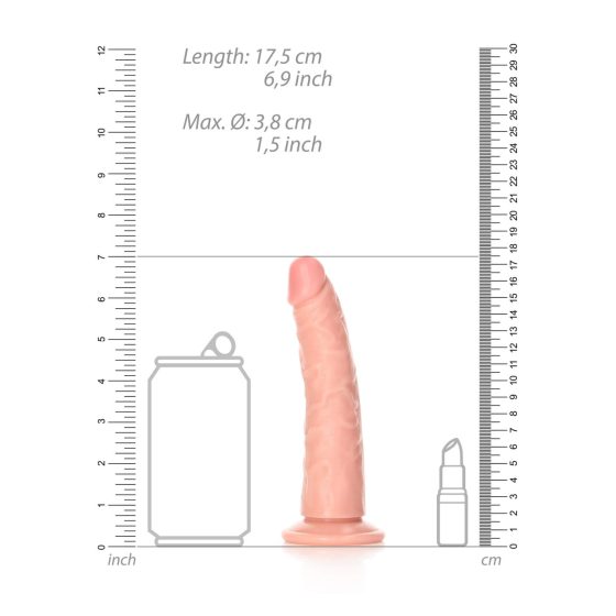RealRock Slim - Saugnapfbasis, realistischer Dildo - 15,5cm (natur)