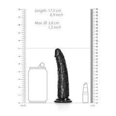   RealRock Slim - Saugnapfbasiert, realistischer Dildo - 15,5cm (schwarz)