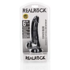  RealRock - Saugnapfbasis, Hodenrealistischer Dildo - 15,5cm (Schwarz)