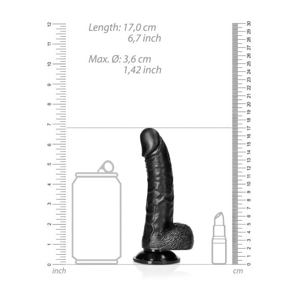 RealRock - Saugnapf, realistischer Dildo - 15,5cm (schwarz)