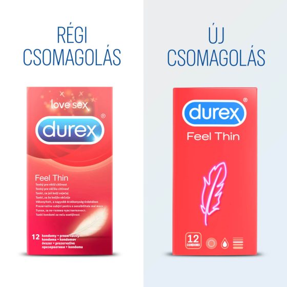 Durex Feel Thin - lebensechte Empfindung Kondom (12 Stück)