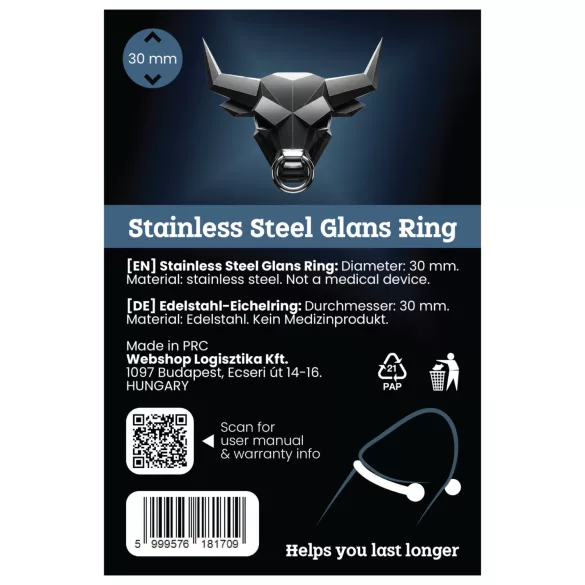 Edelstahl Eichelring zur Ejakulationsverzögerung (30mm)