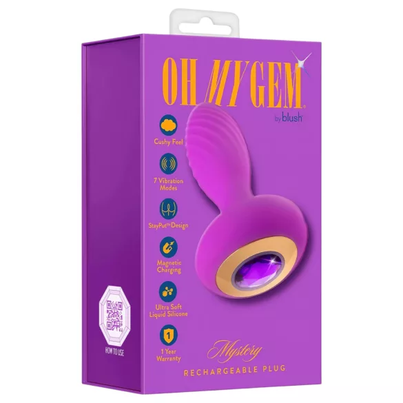Oh My Gem – Vibrierender Analplug mit Kristall (lila)