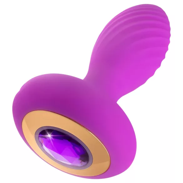 Oh My Gem – Vibrierender Analplug mit Kristall (lila)