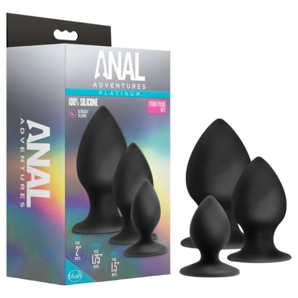 Anal Adventures Platinum Stout - Analplug-Set - 3 Stück (schwarz)