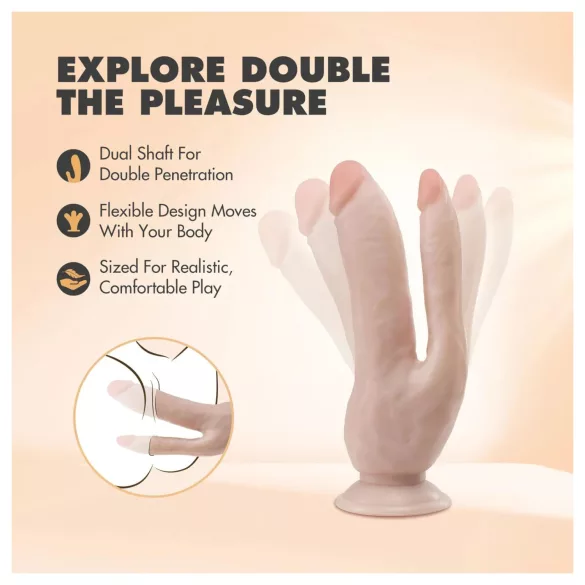 Dr. Skin 8 - Saugnapf Doppel-Dildo (naturfarben)