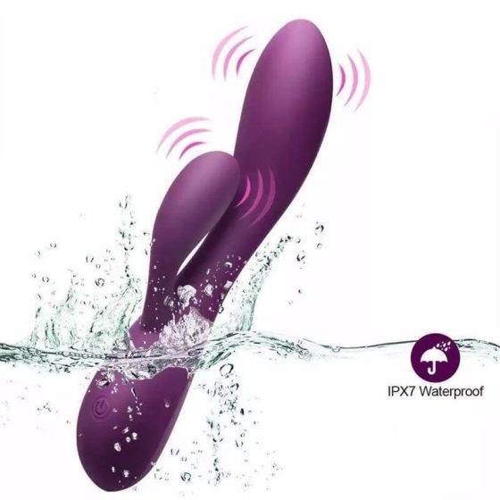 Engily Ross Bacall 2.0 - akkubetriebener G-Punkt-Vibrator mit Klitorisarm (Lila) aus fließendem Silikon