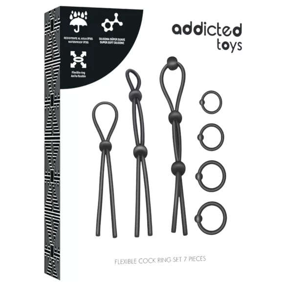 Addicted Toys - Silikon Penisring-Set - 7 Stück (schwarz)