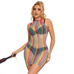 Subblime 952341 - Halterneck, Regenbogen Netzkleid - S-L