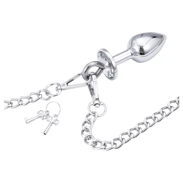 LateToBed BDSM - Handschellen mit Analplug (silber)