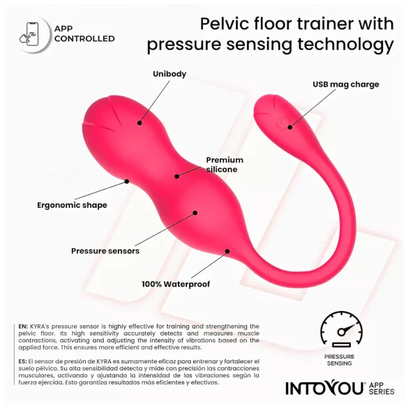 INTOYOU Kyra Beckenboden - Smartes, vibrierendes Kegelduo (Pink)