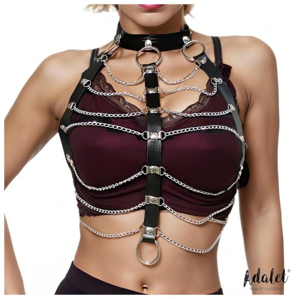 Adalet Hilda - veganes Leder-Kettenharness (schwarz)